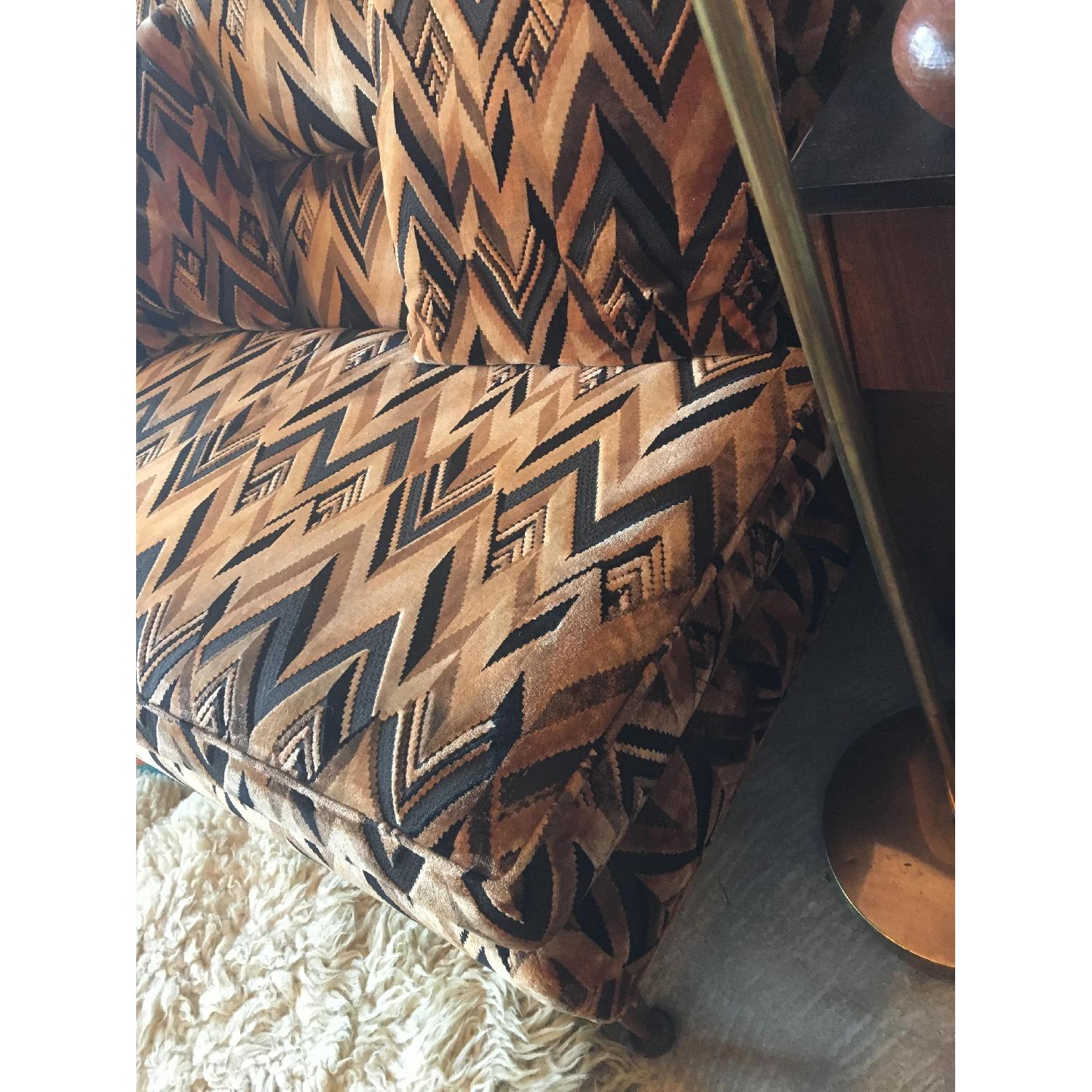 Mid-Century Velvet Chevron Loveseat - image-1