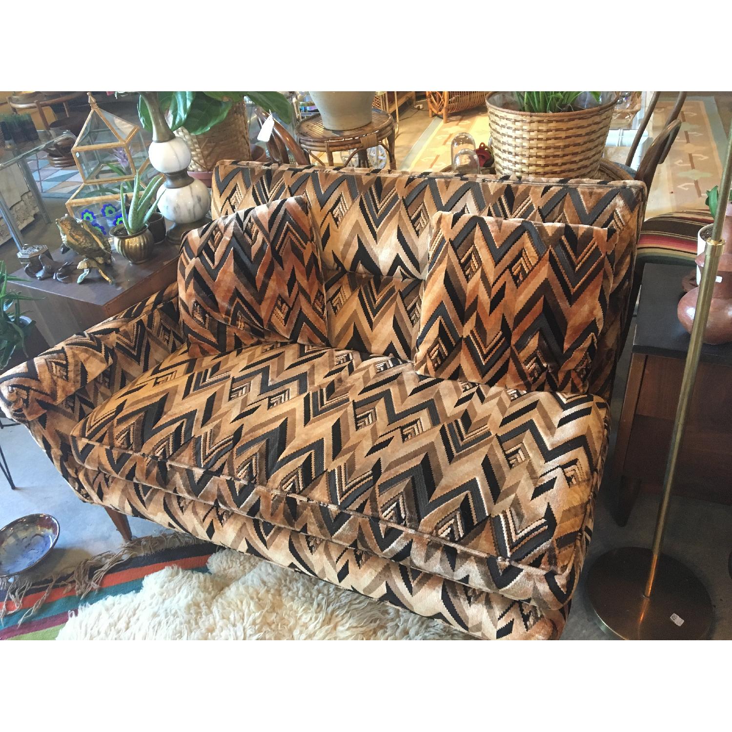 Mid-Century Velvet Chevron Loveseat - image-4