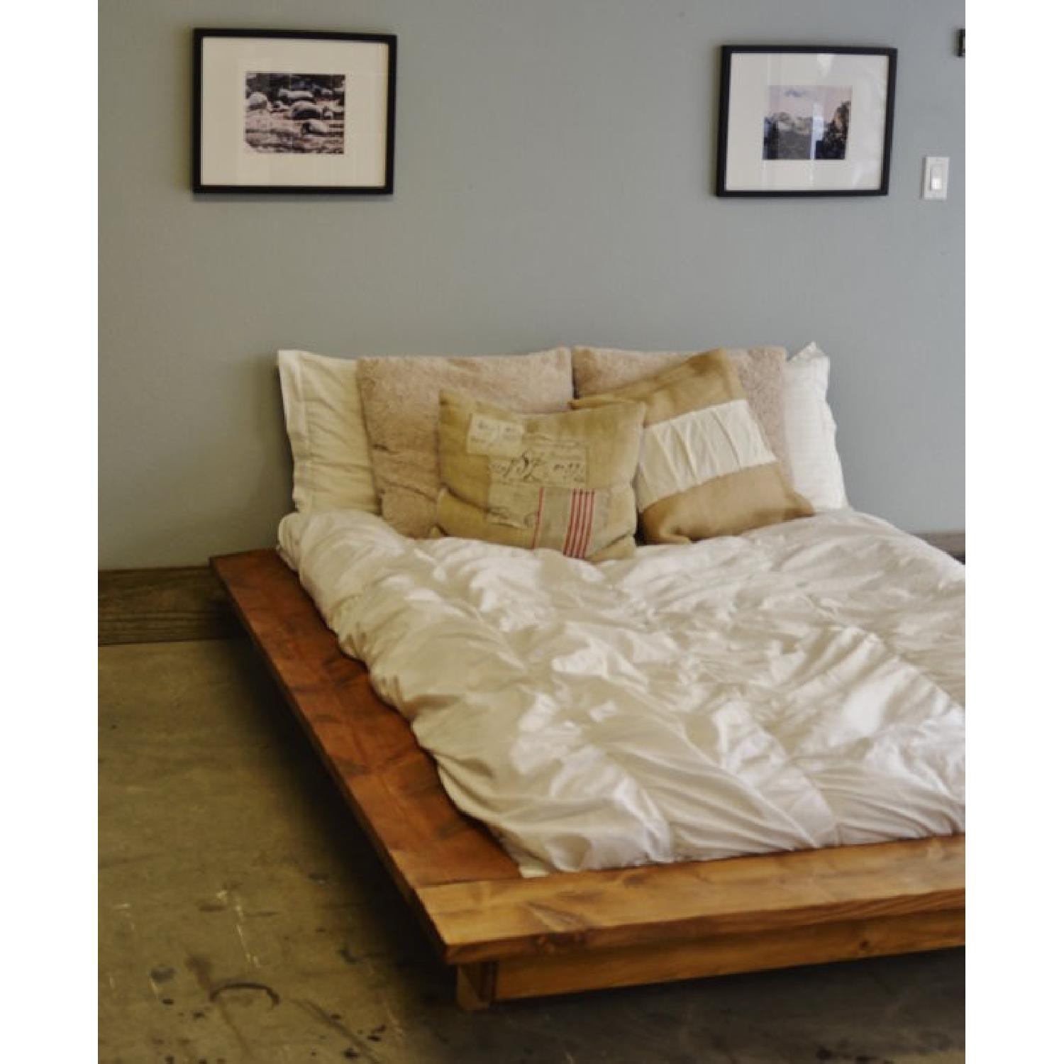 Queen Floating Wood Rustic Platform Bed Frame - image-2