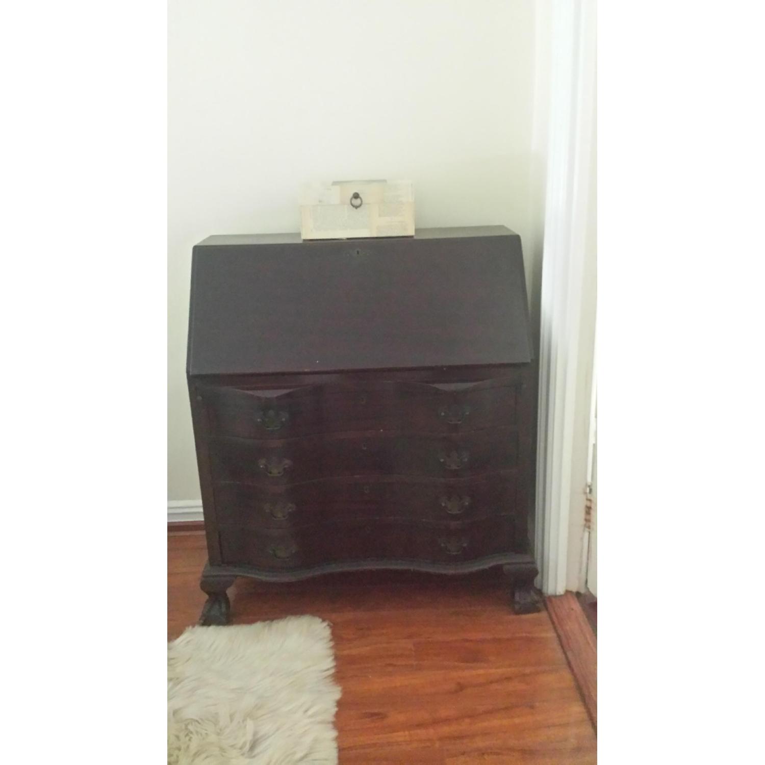 Antique Drop-Down Desk w/ 4 Drawers - image-1