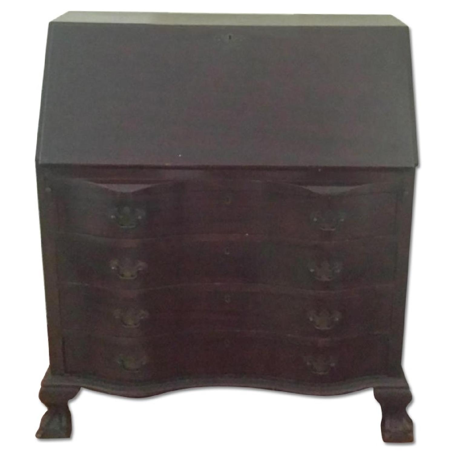Antique Drop-Down Desk w/ 4 Drawers - image-0