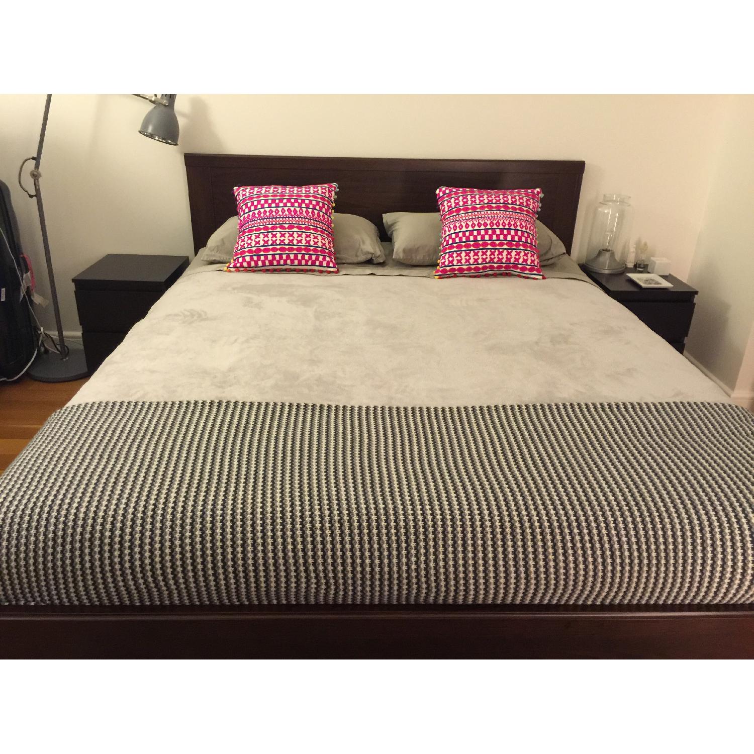 Ikea Brusali Full Size Bed Frame w/ 4 Storage Boxes & Slatted Bed Base