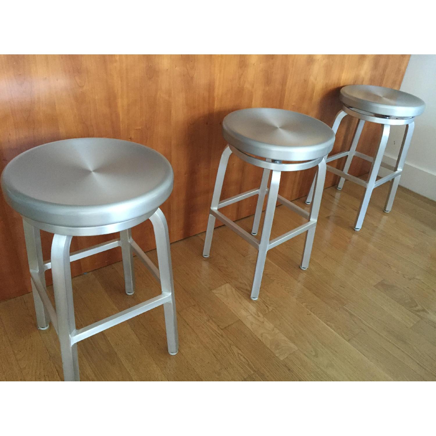 Crate & Barrel Aluminum Spin Counter Bar Stool - image-3