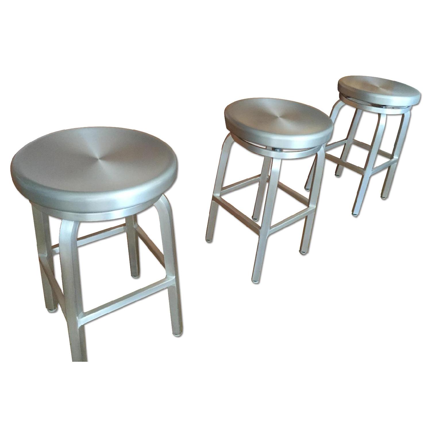 Crate & Barrel Aluminum Spin Counter Bar Stool - image-4