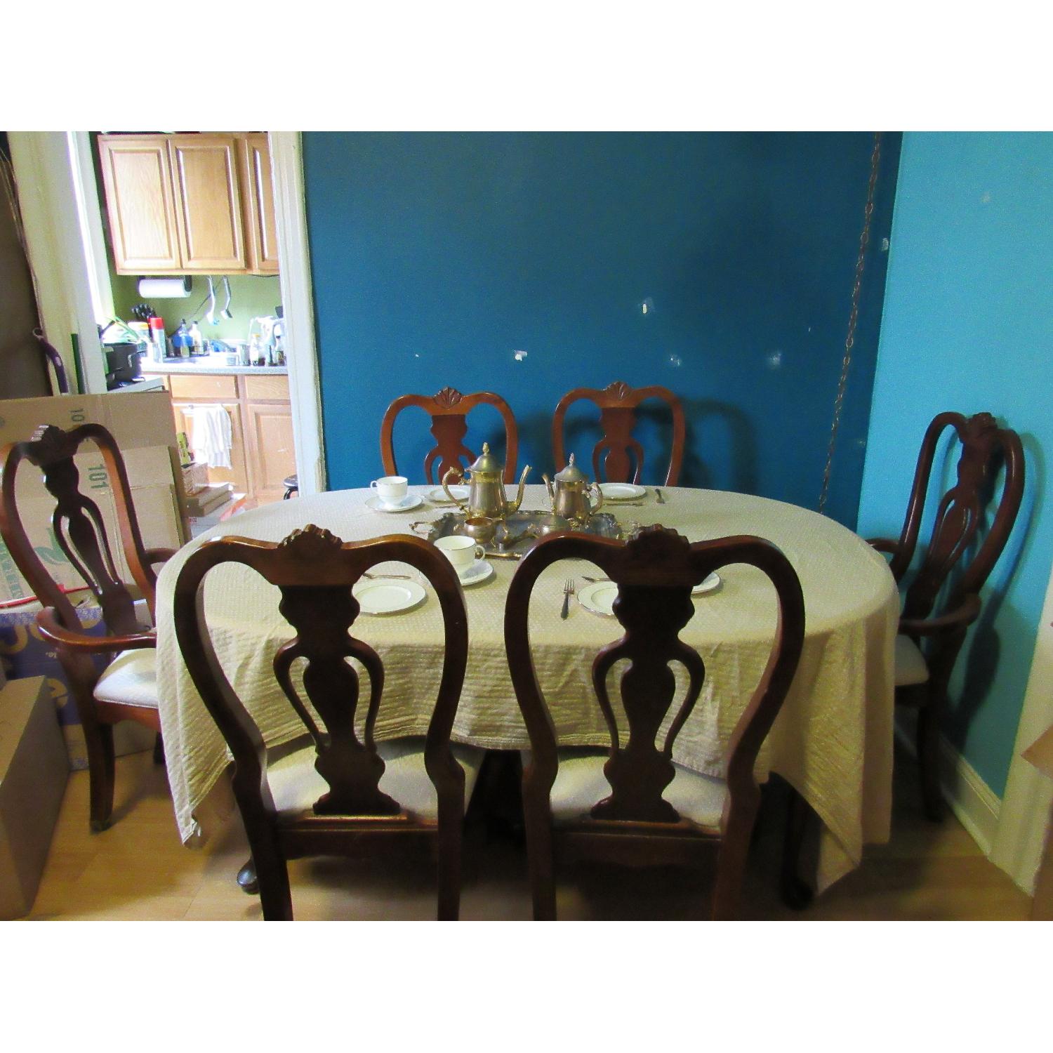 Wooden Dining Room Table w/ 6 Chairs - image-1