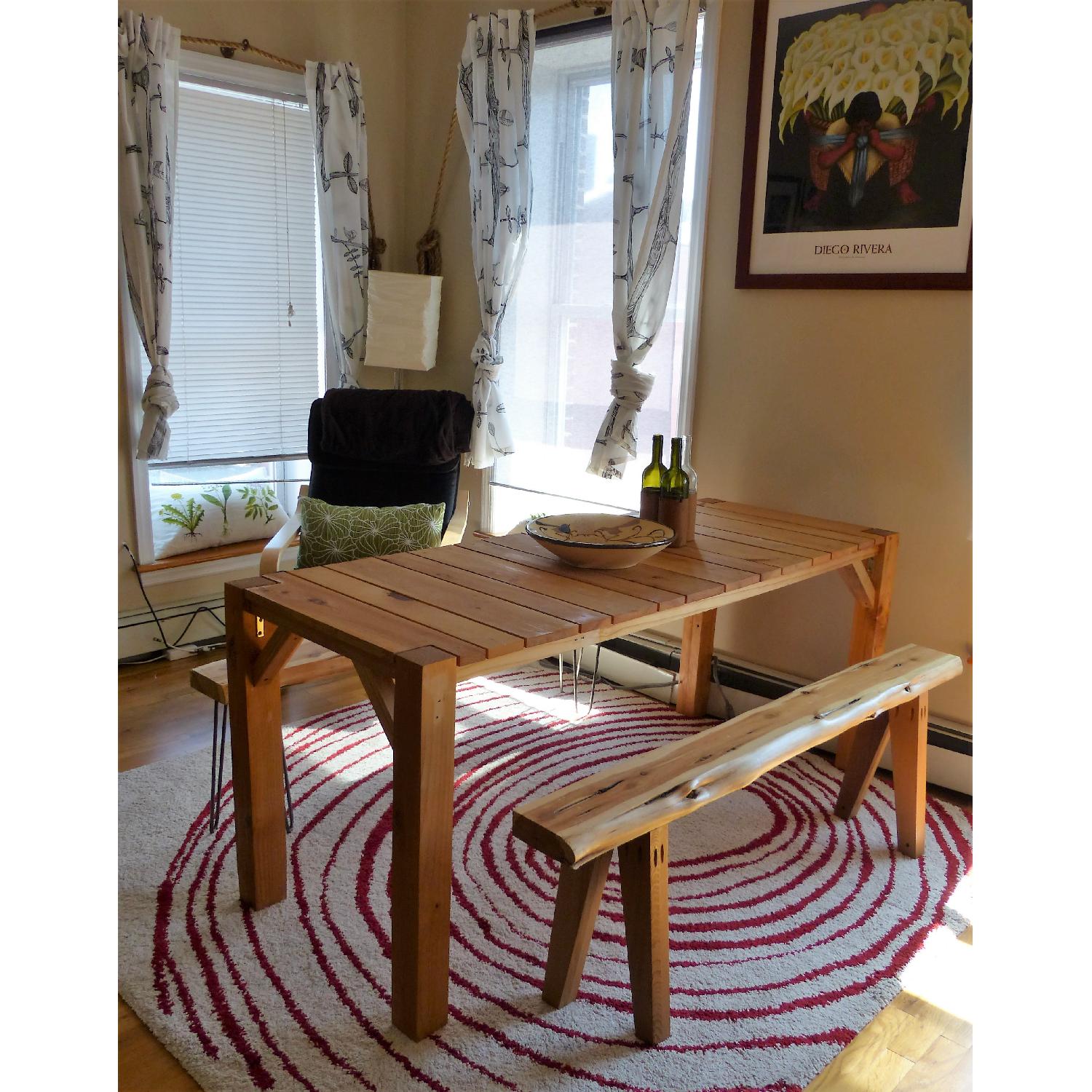 Handmade Wooden Table w/ 2 Benches - image-11