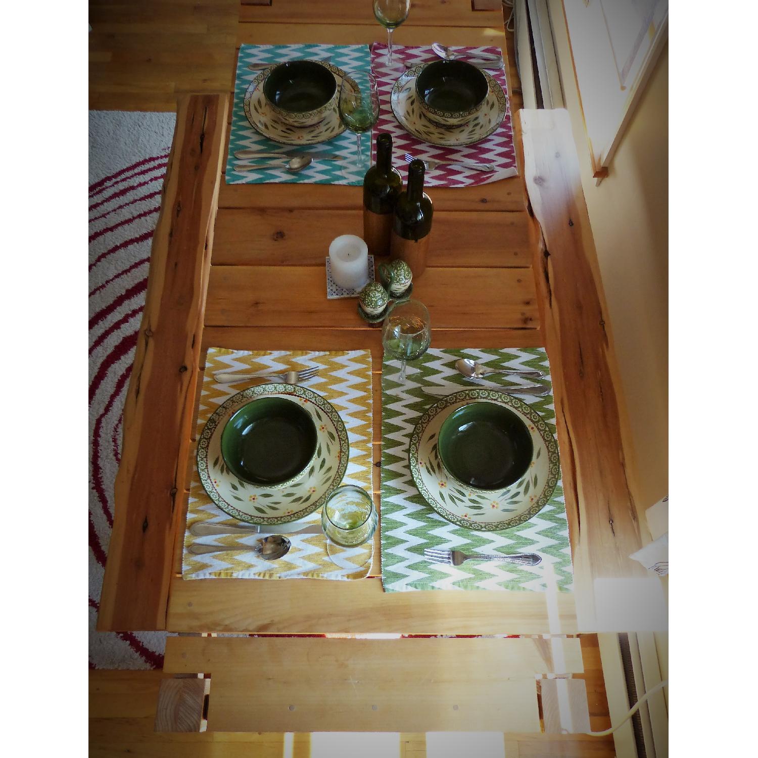 Handmade Wooden Table w/ 2 Benches - image-14