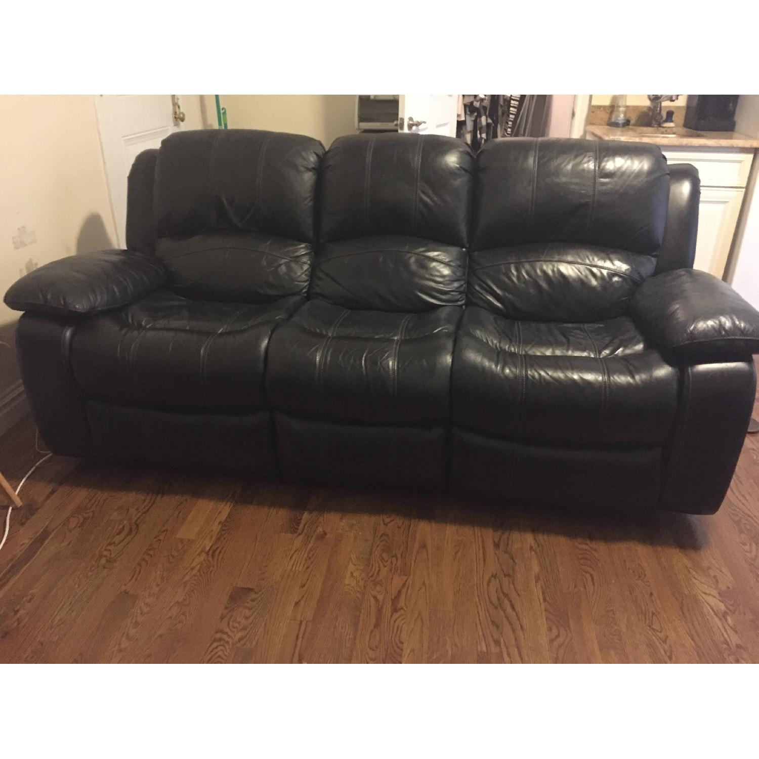 Raymour and Flanigan Black Bryant Reclining Sofa - image-1