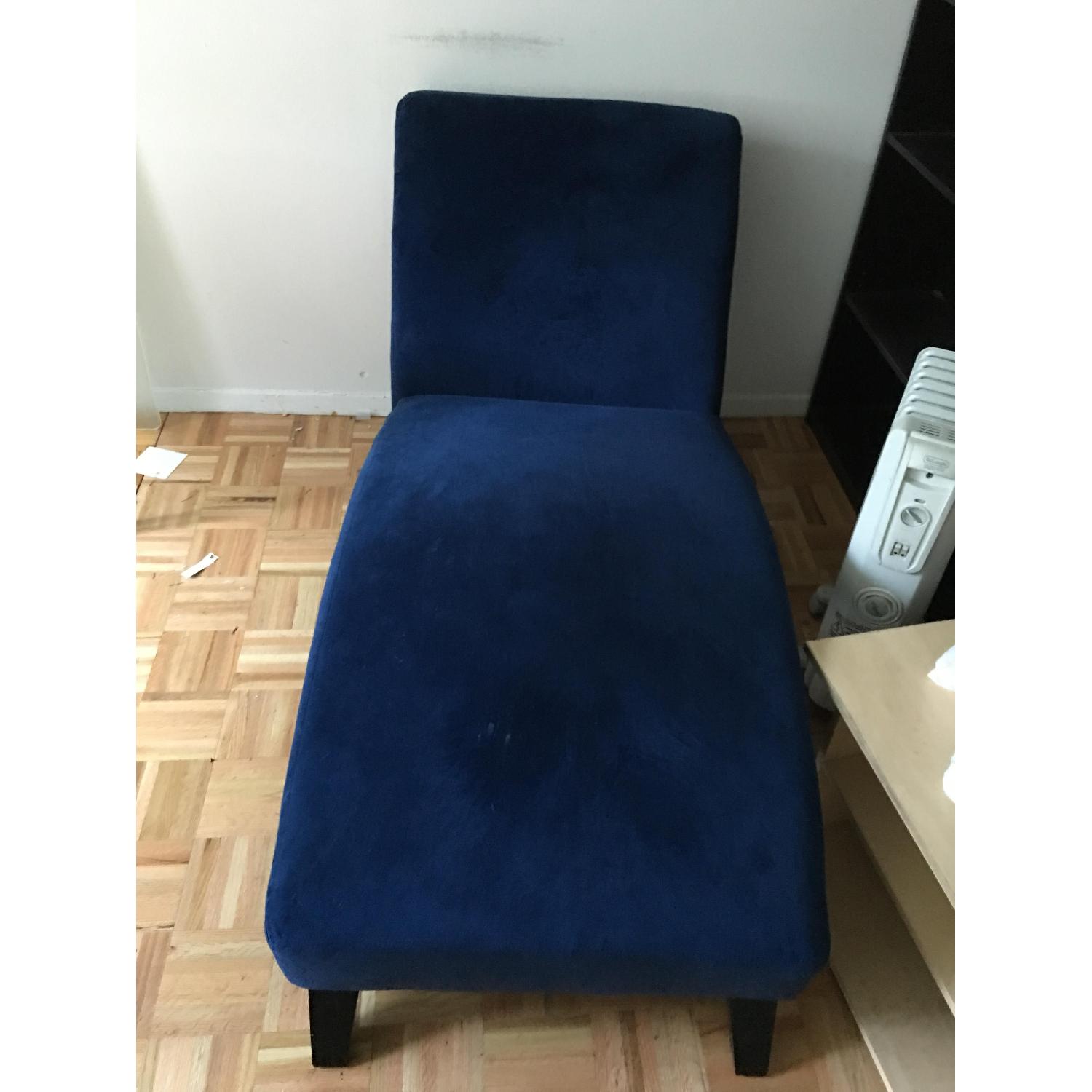 Royal Blue Velvet Chaise Lounge - image-3