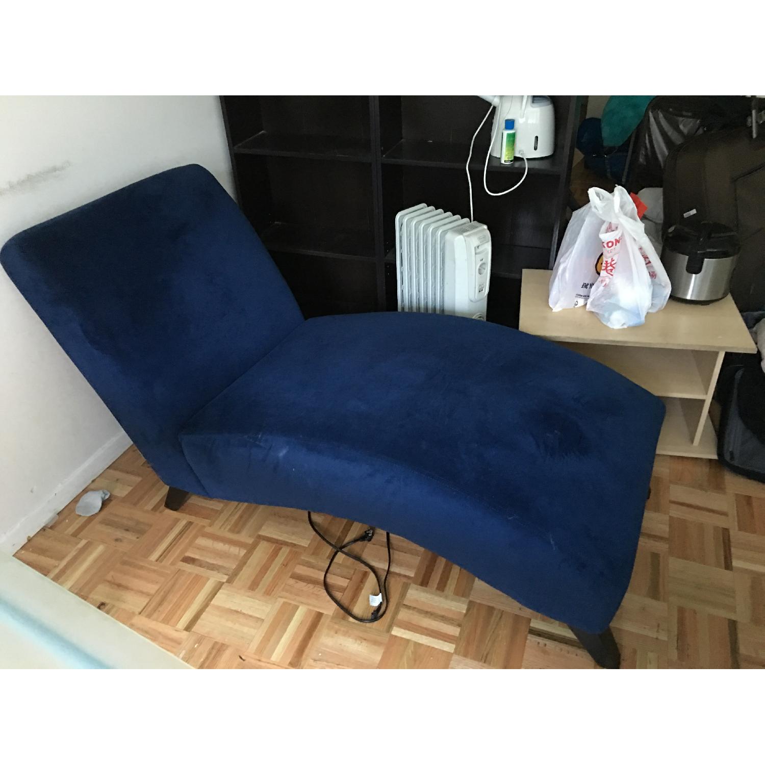 Royal Blue Velvet Chaise Lounge - image-4