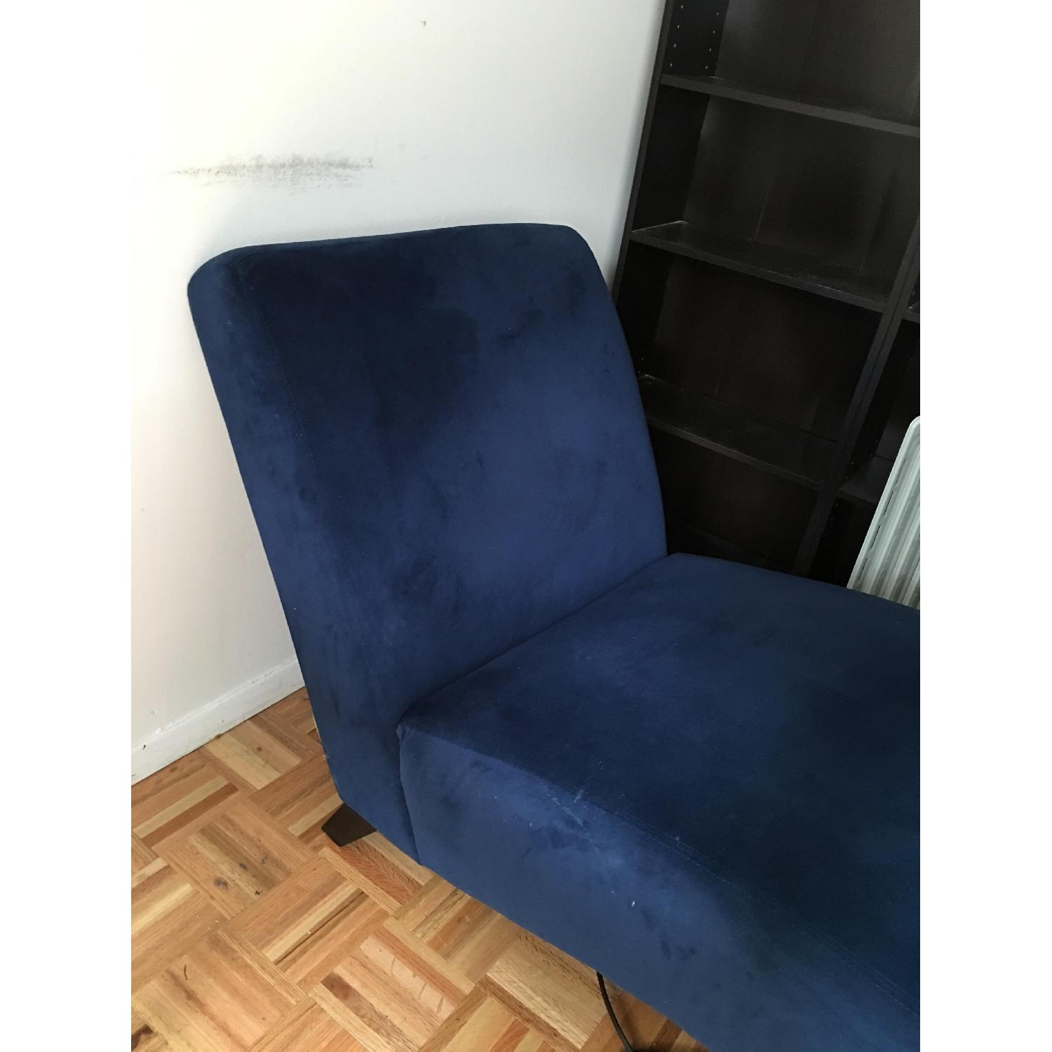 Royal Blue Velvet Chaise Lounge - image-5