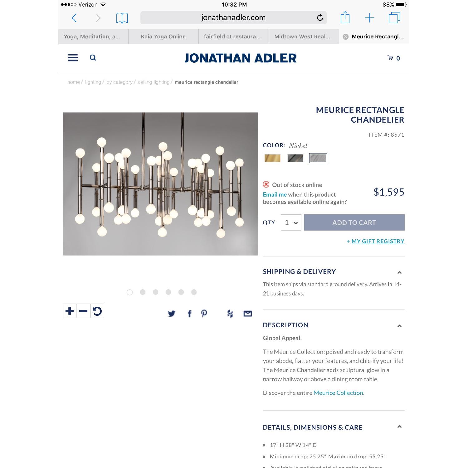 Jonathan Adler Meurice Rectangle Chandelier - image-3