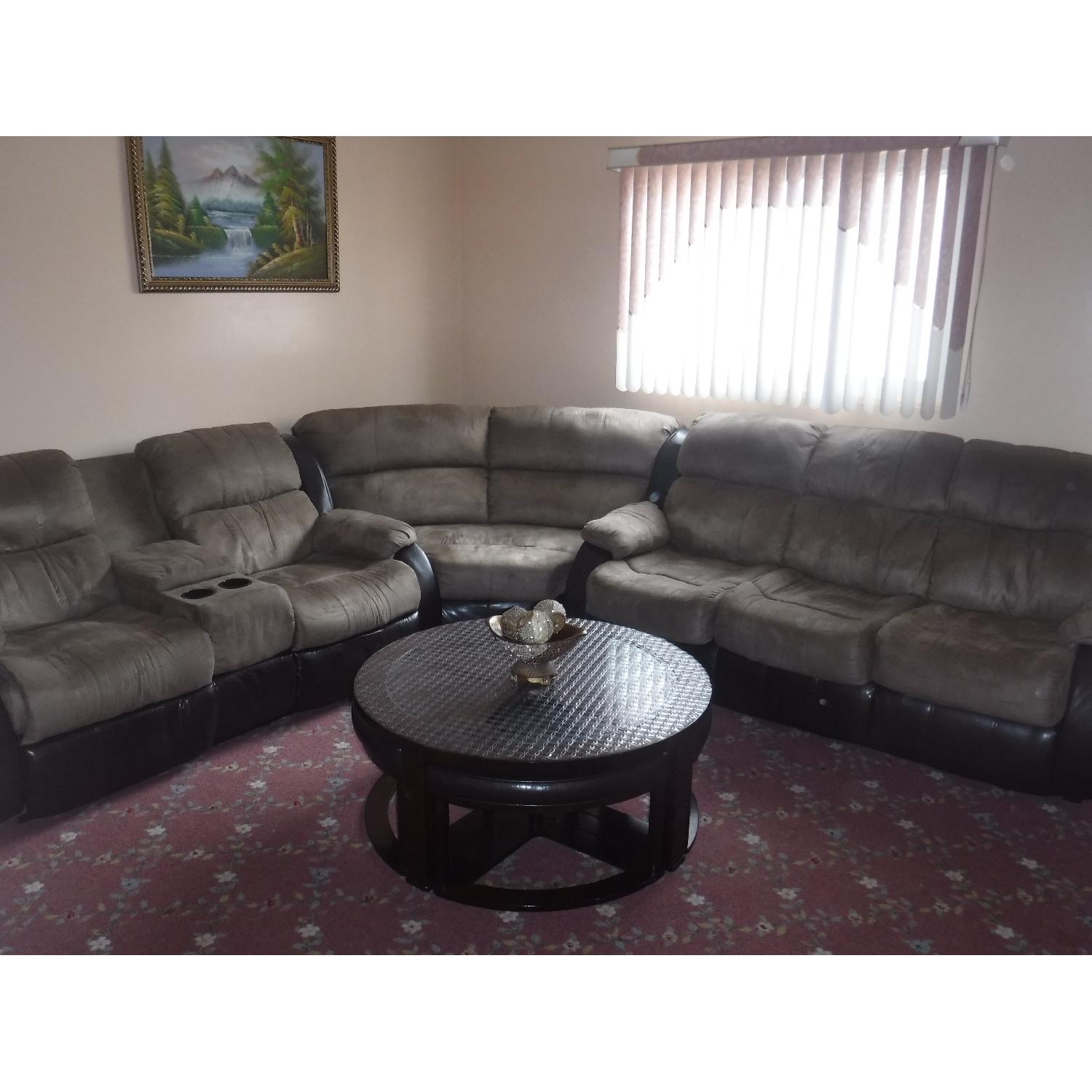 Sectional Couch w/ Pull Out Bed & 2 Reclining Seats - image-1