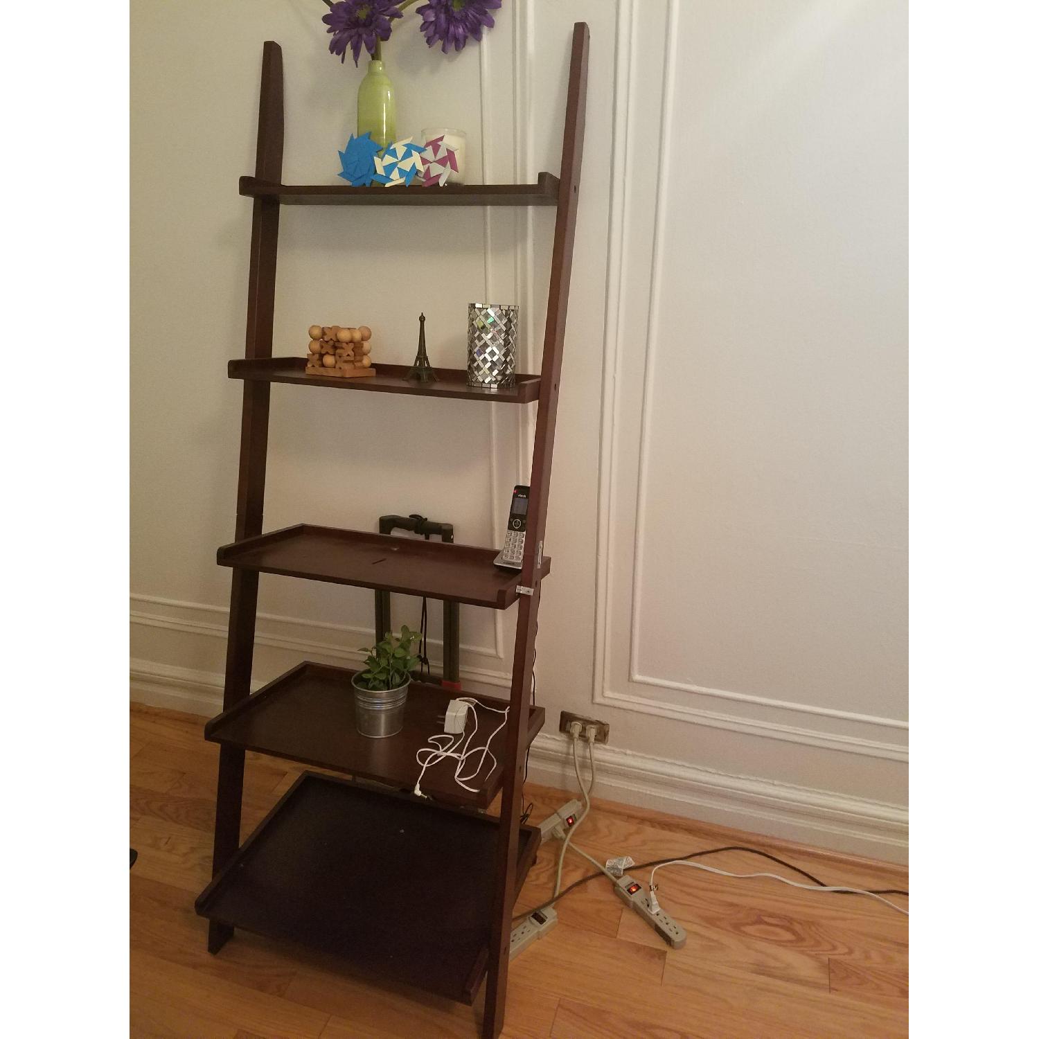 Walnut Five Tier Ladder Shelf - image-1