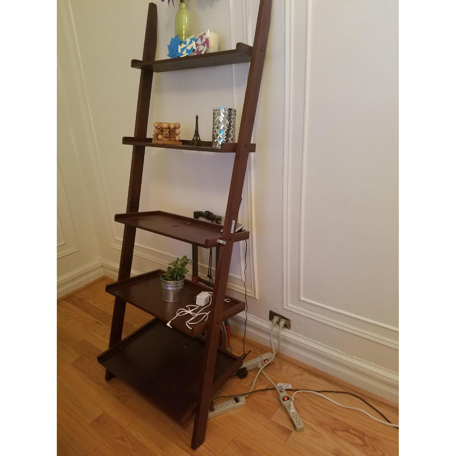 Walnut Five Tier Ladder Shelf - image-2