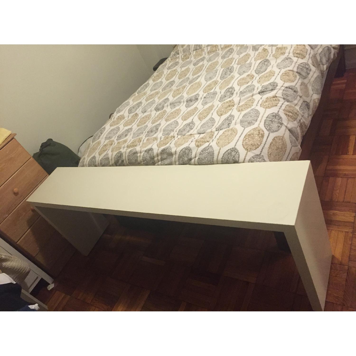 Ikea White Long Table w/ Wheels - image-5