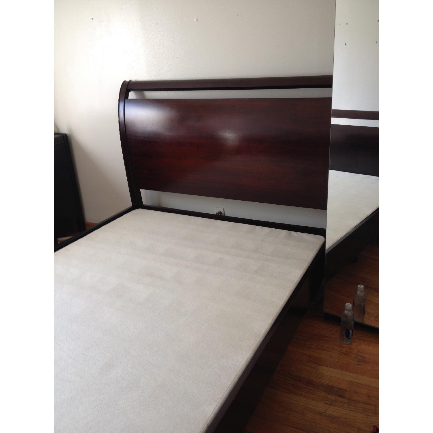 Crate & Barrel Dark Brown Wood Queen Size Bed Frame - image-1