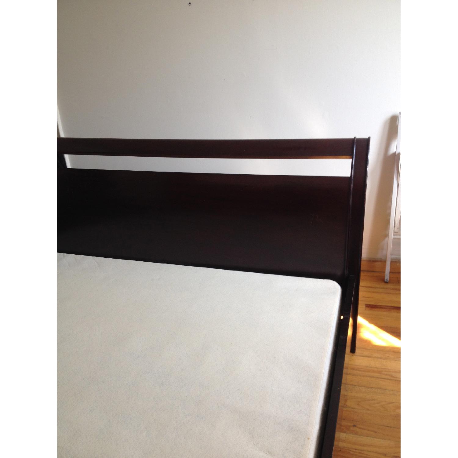 Crate & Barrel Dark Brown Wood Queen Size Bed Frame - image-2