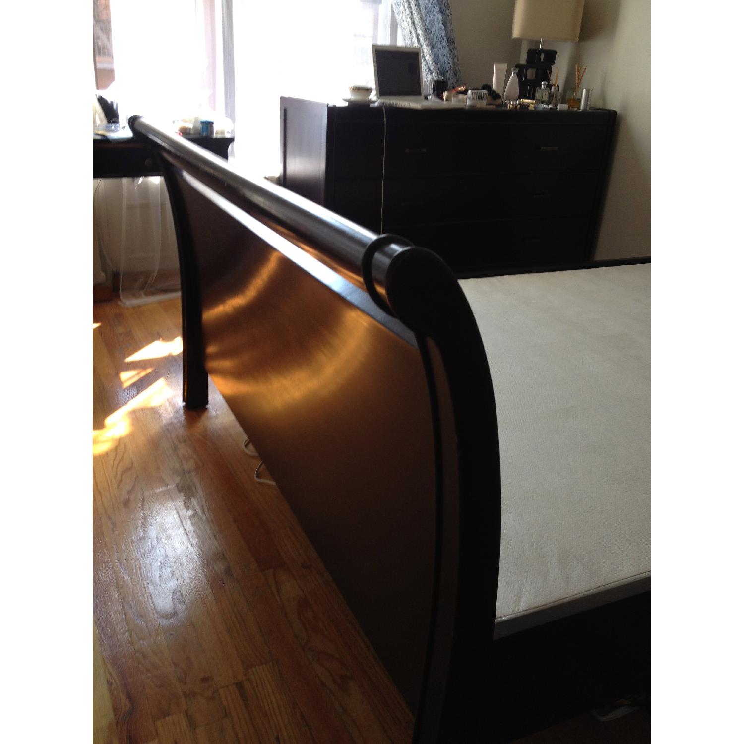 Crate & Barrel Dark Brown Wood Queen Size Bed Frame - image-3