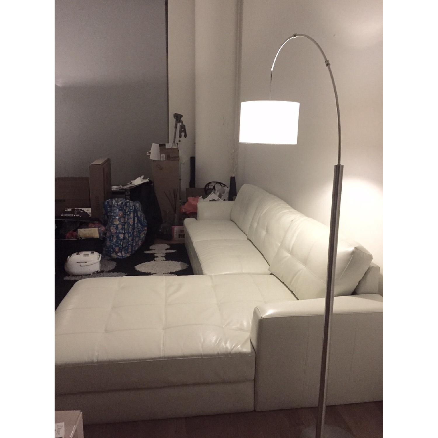 Baxton Studio Modern Cream Leather Sectional Sofa - image-2