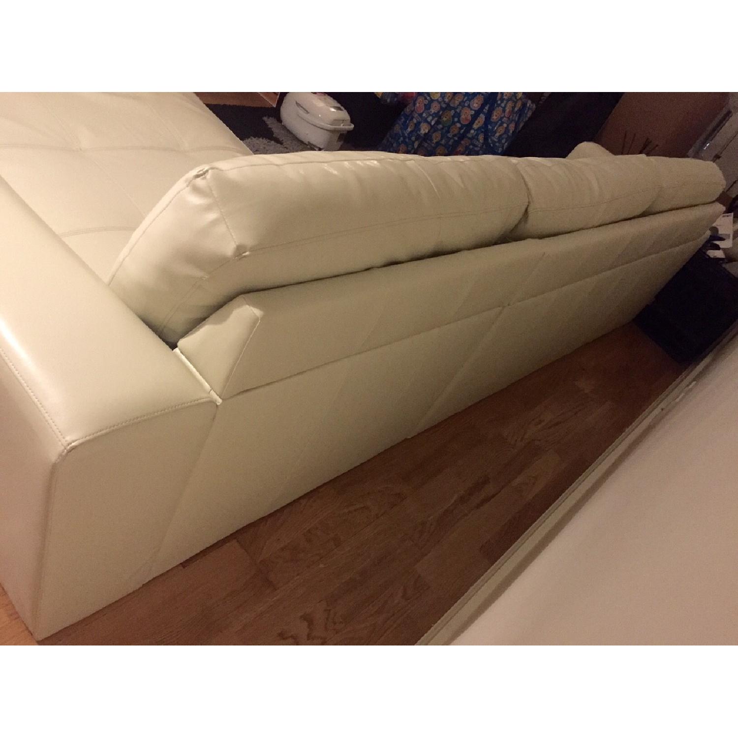 Baxton Studio Modern Cream Leather Sectional Sofa - image-3