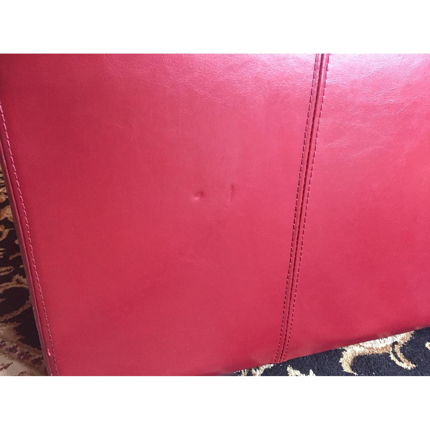 Raymour & Flanigan Red Faux-Leather Ottoman - image-3