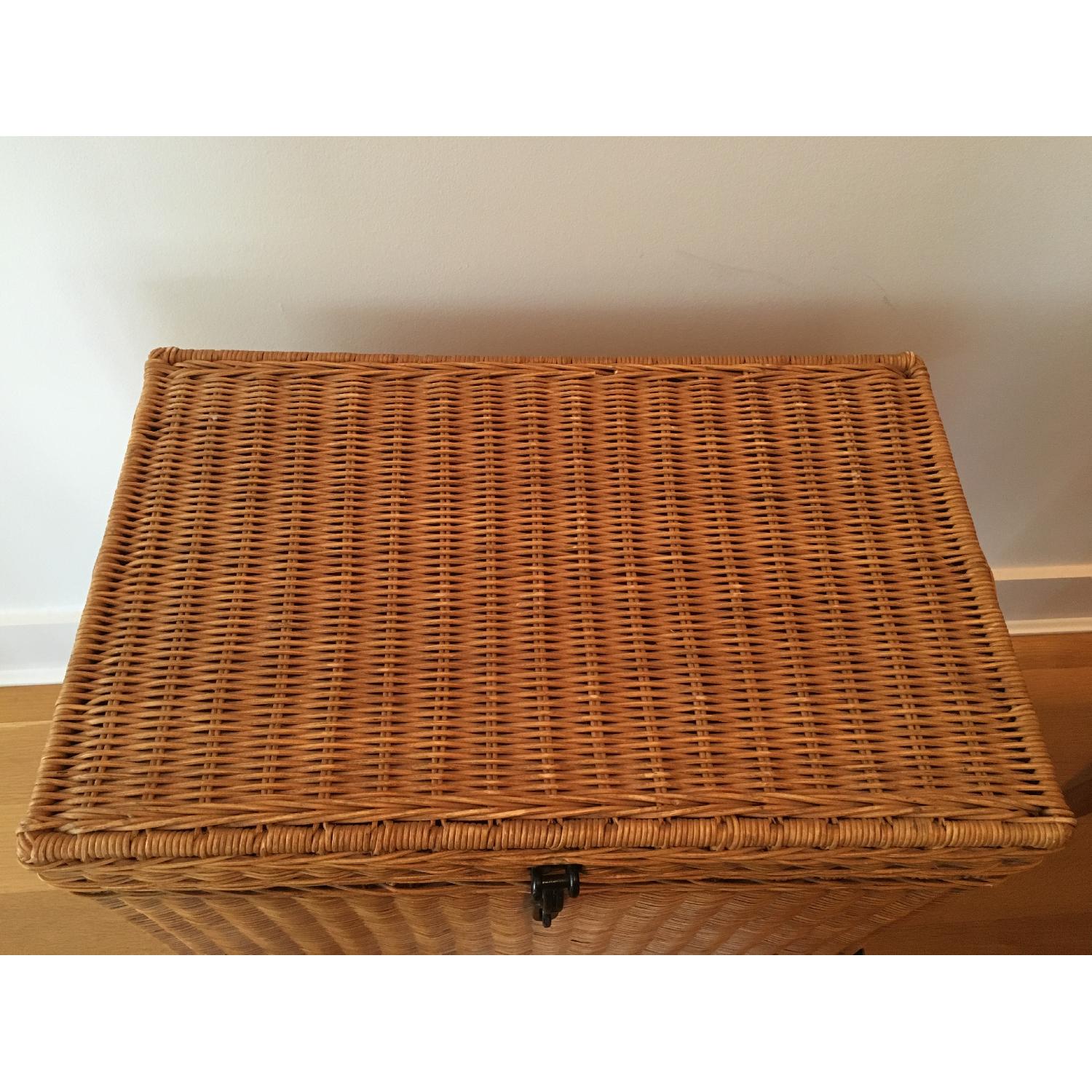 Pier 1 Wicker Basket on Black Metal Base - image-3