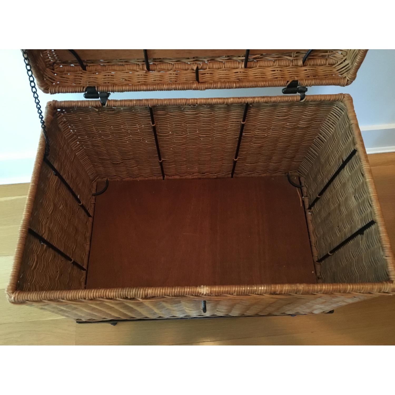 Pier 1 Wicker Basket on Black Metal Base - image-5