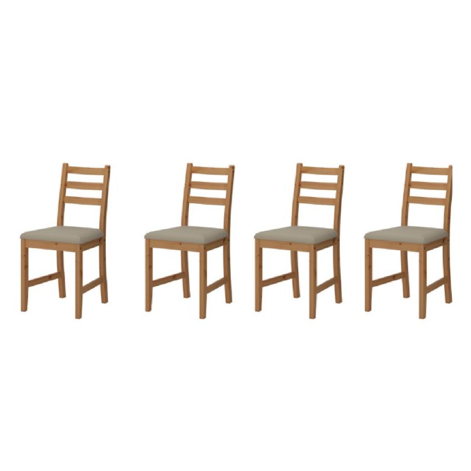 Ikea Solid Oak Wood DropLeaf Dining Table w/ 4 Chairs AptDeco