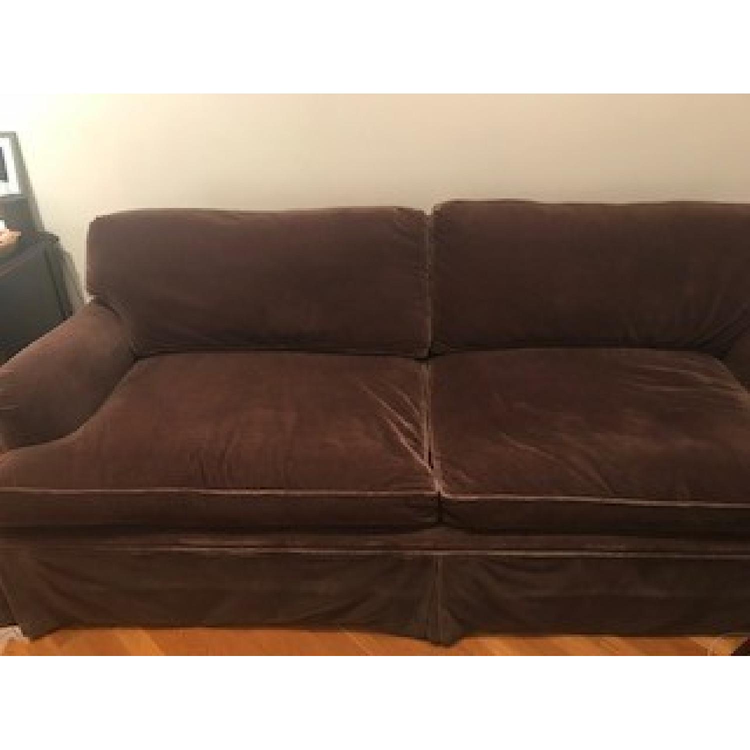 Aubergine/Dark Brown Mohair Sofa - image-1