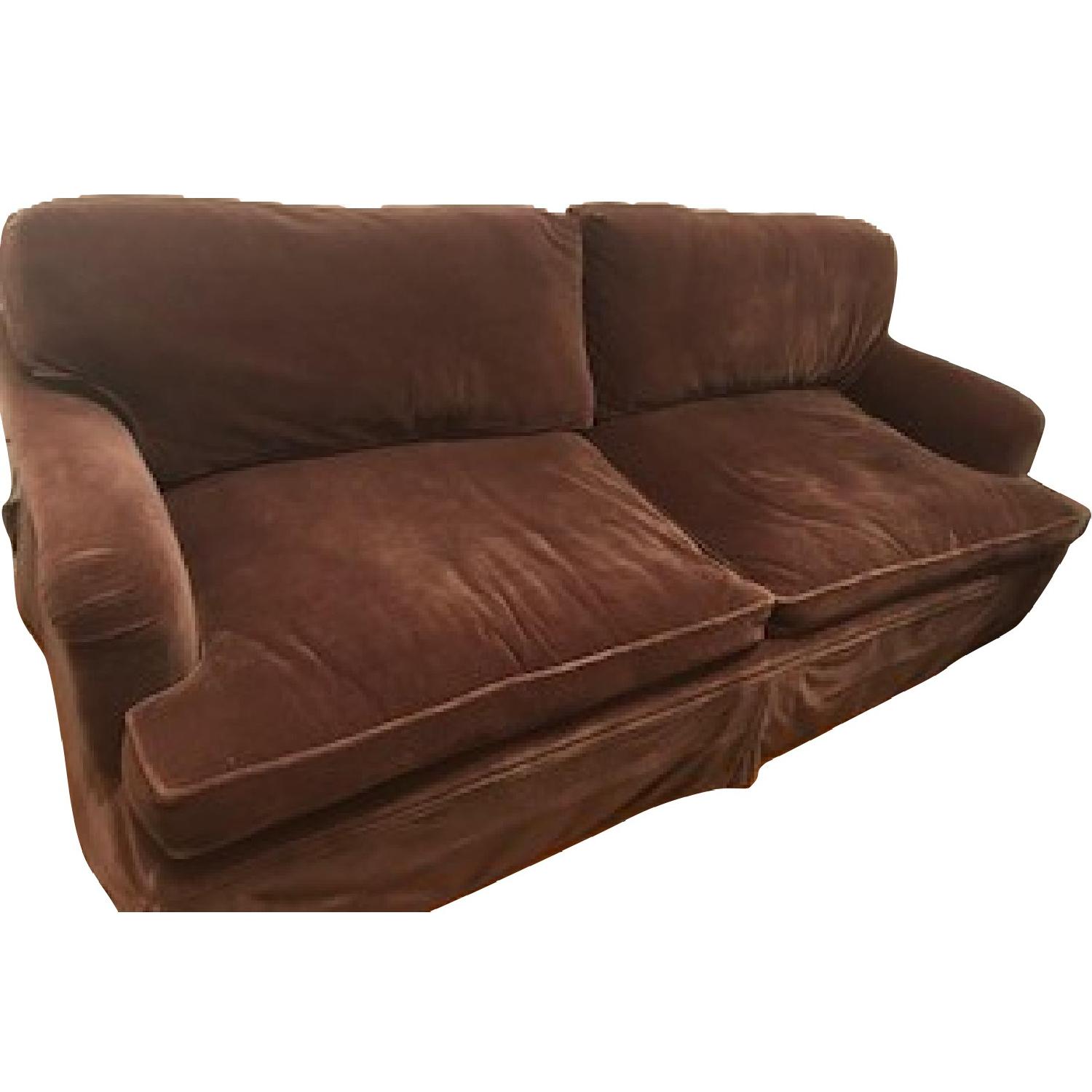Aubergine/Dark Brown Mohair Sofa - image-0