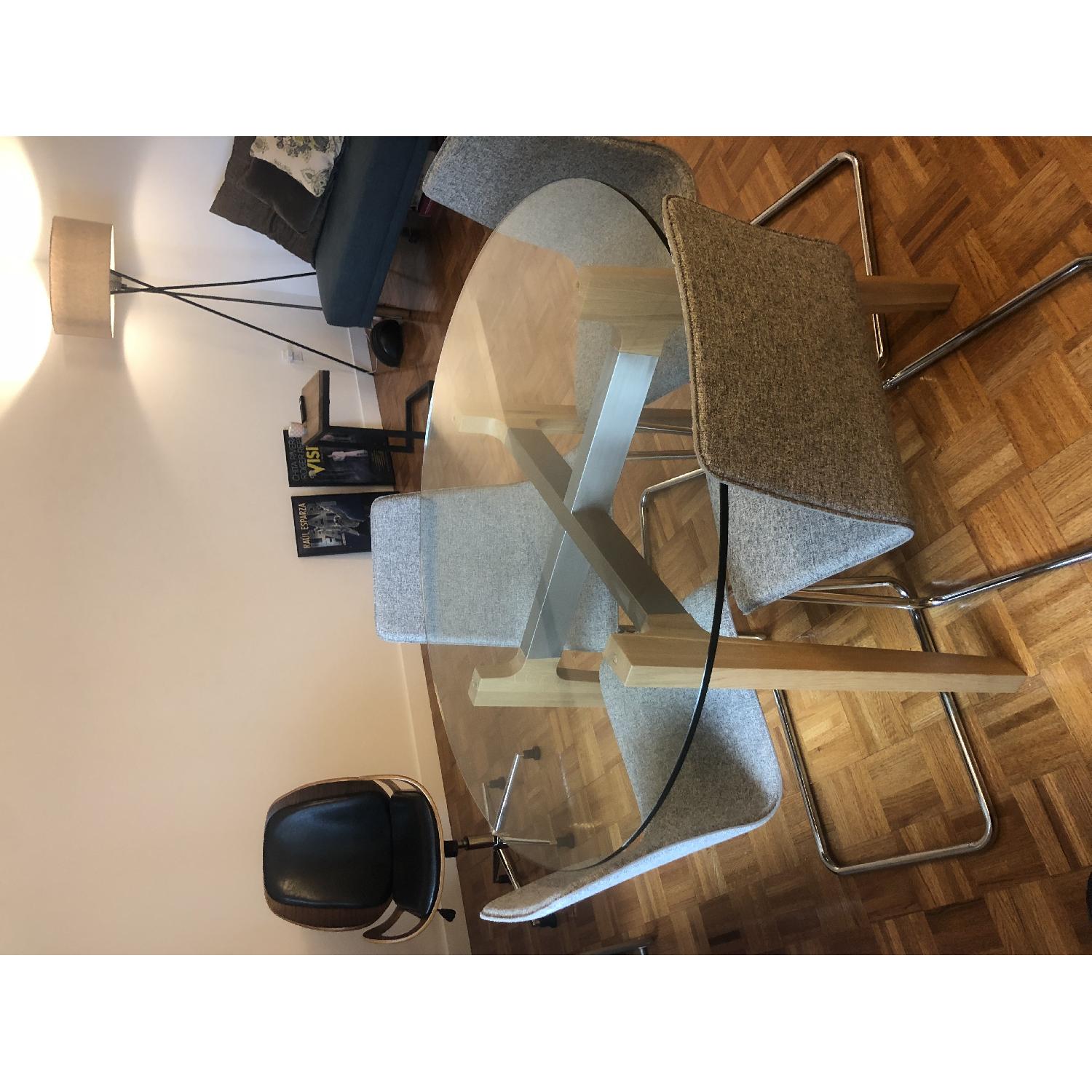 CB2 Glass Dining Table w/ 4 Chairs - AptDeco