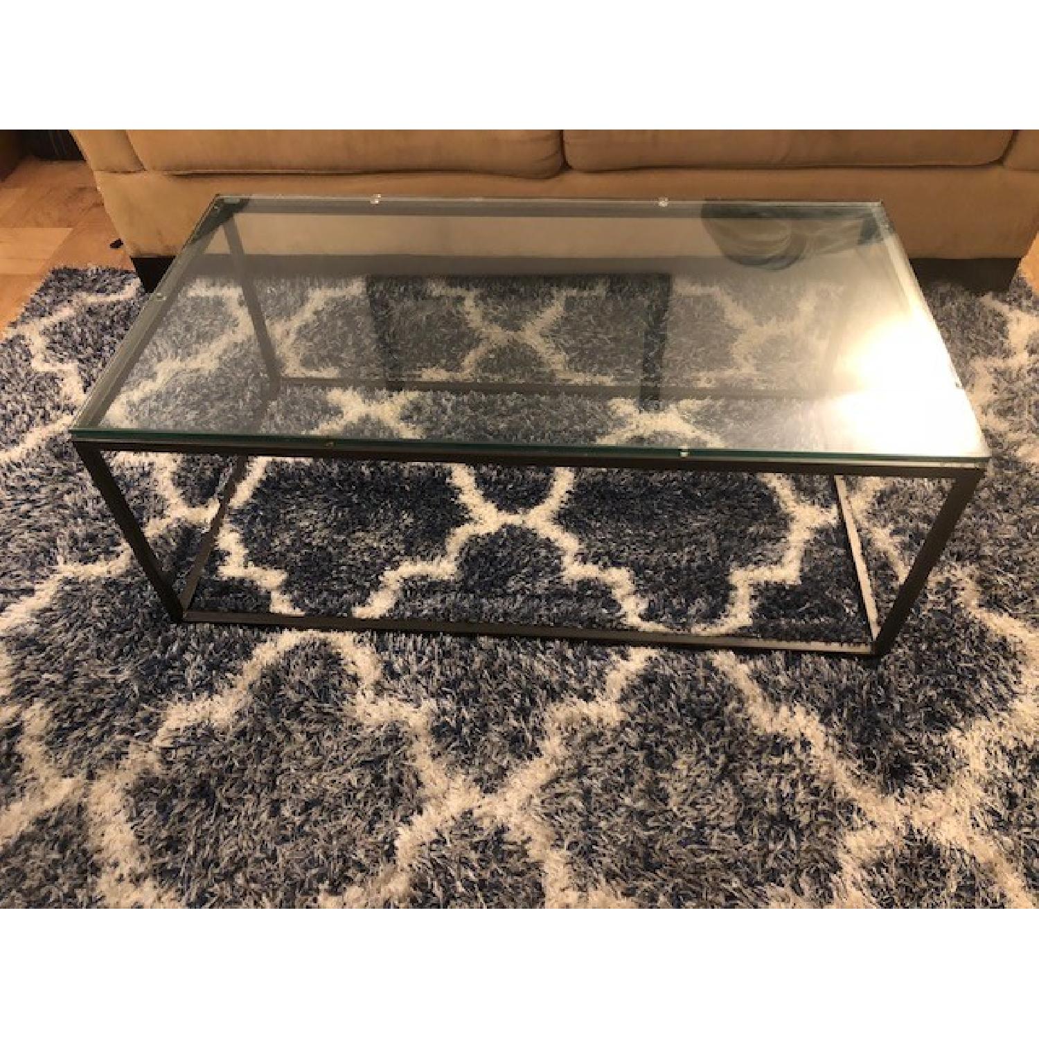 West Elm Box Frame Coffee Table in Glass/Antique Bronze - image-2