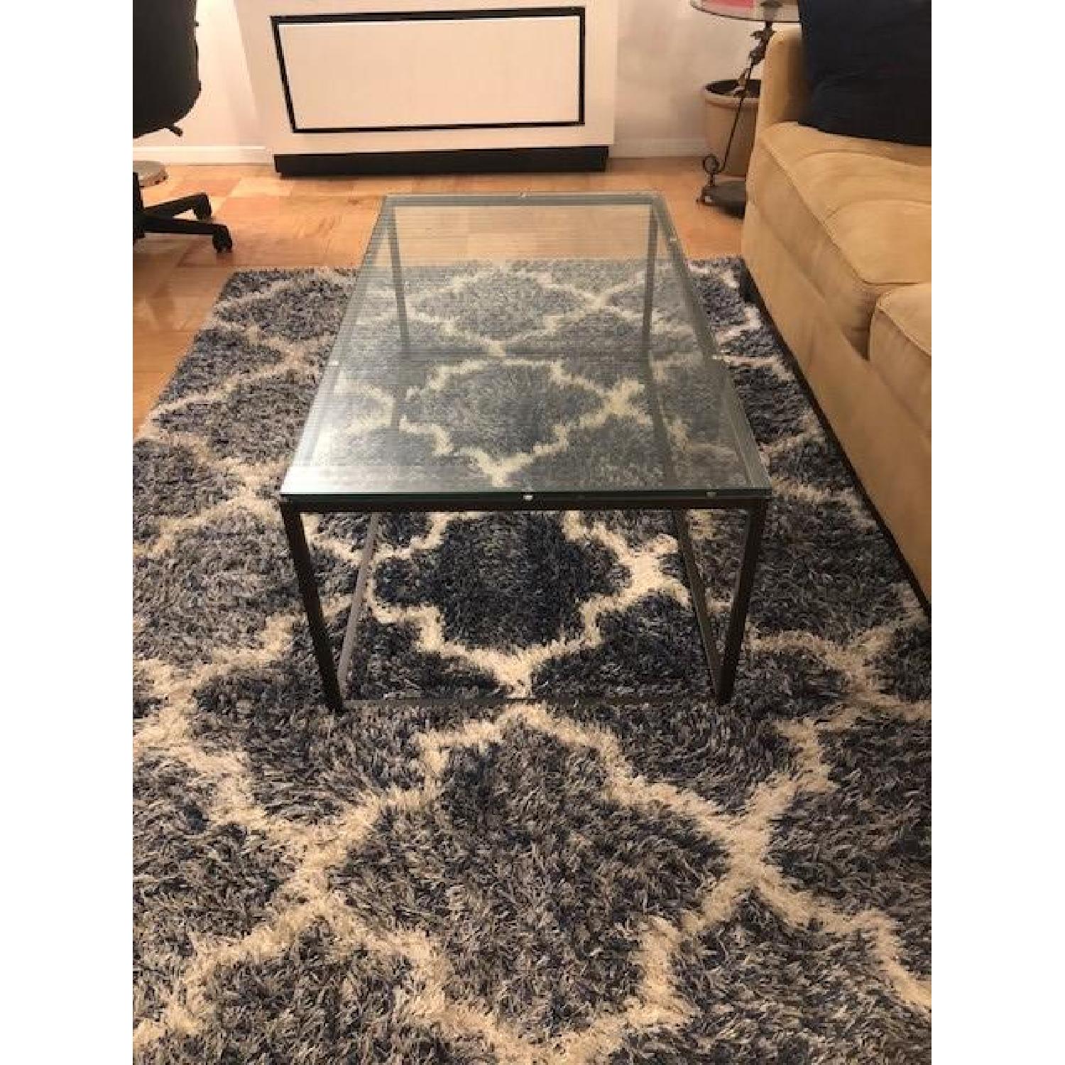 West Elm Box Frame Coffee Table in Glass/Antique Bronze - image-3