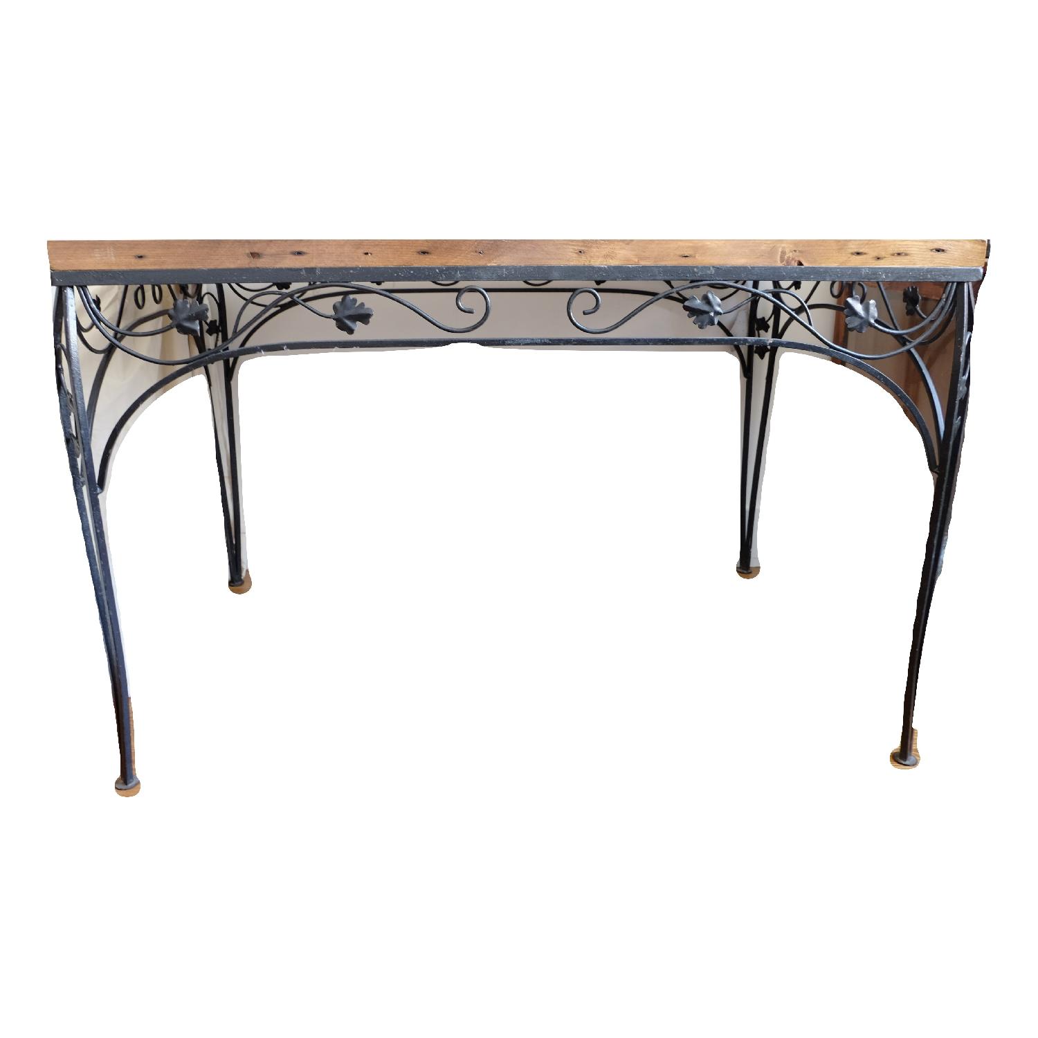 Vintage Reclaimed Maple Barn Table Top/Metal Base Table AptDeco