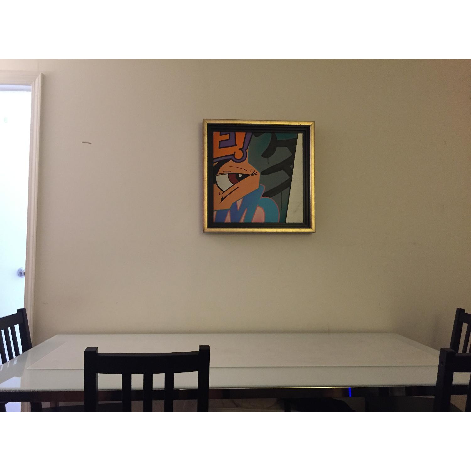 Ikea Glass Top/Steel Frame Dining Table w/ 4 Wood Chairs - image-4