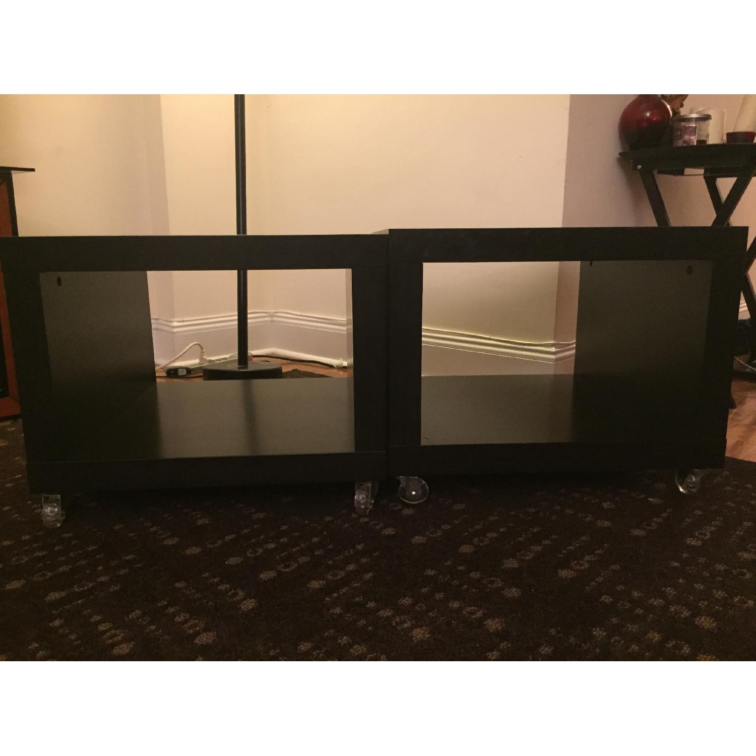 Ikea Wood Square Side Tables w/ Wheels - image-1