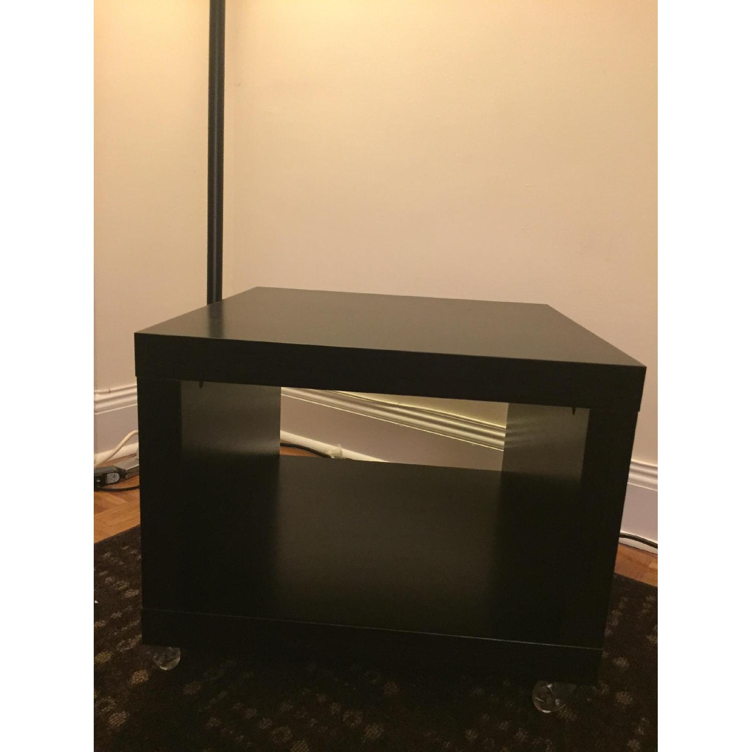 Ikea Wood Square Side Tables w/ Wheels - image-5