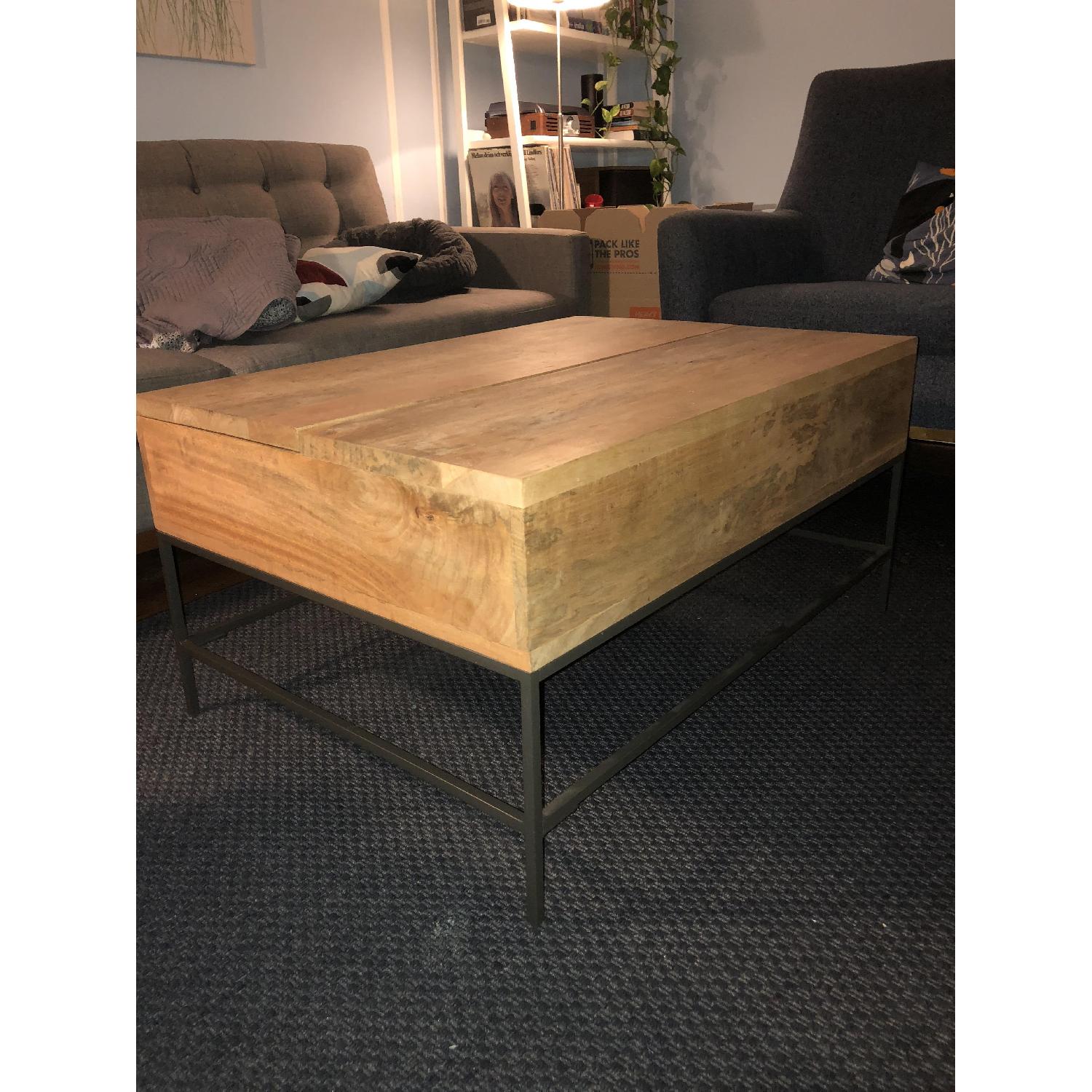 West Elm Coffee Table in Raw Mango Wood & Dark Steel - image-3