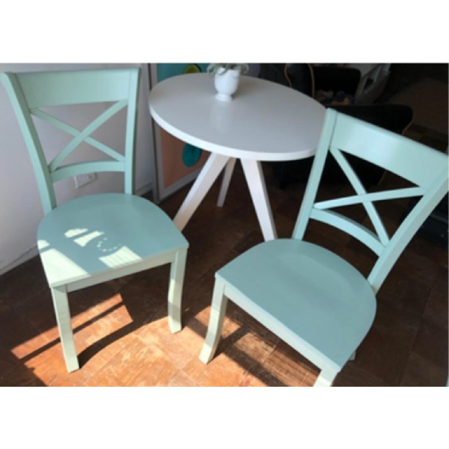 Crate & Barrel Vintner Mint Green Wood Dining Chair - image-1