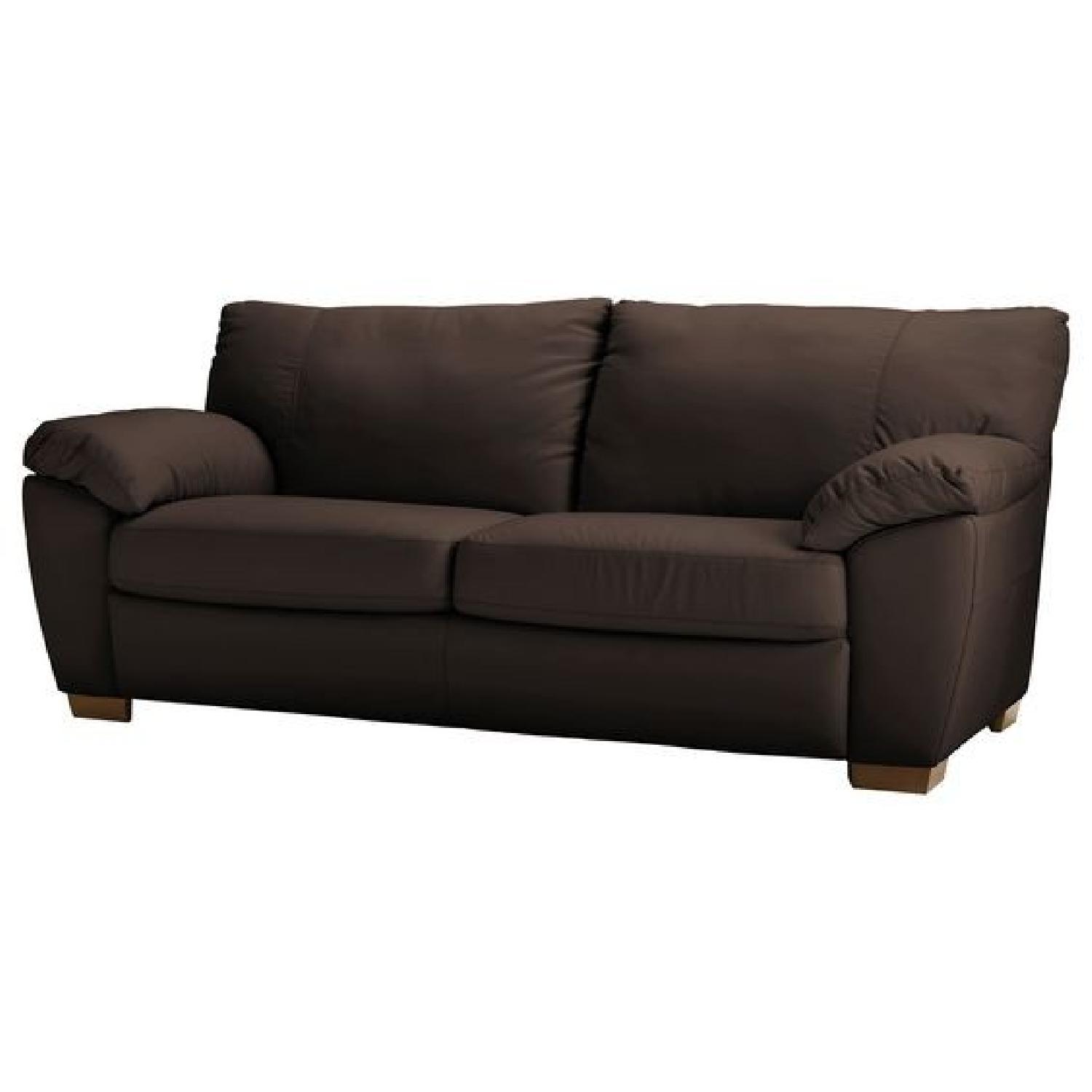 Ikea Vreta Brown Leather Sleeper Sofa AptDeco