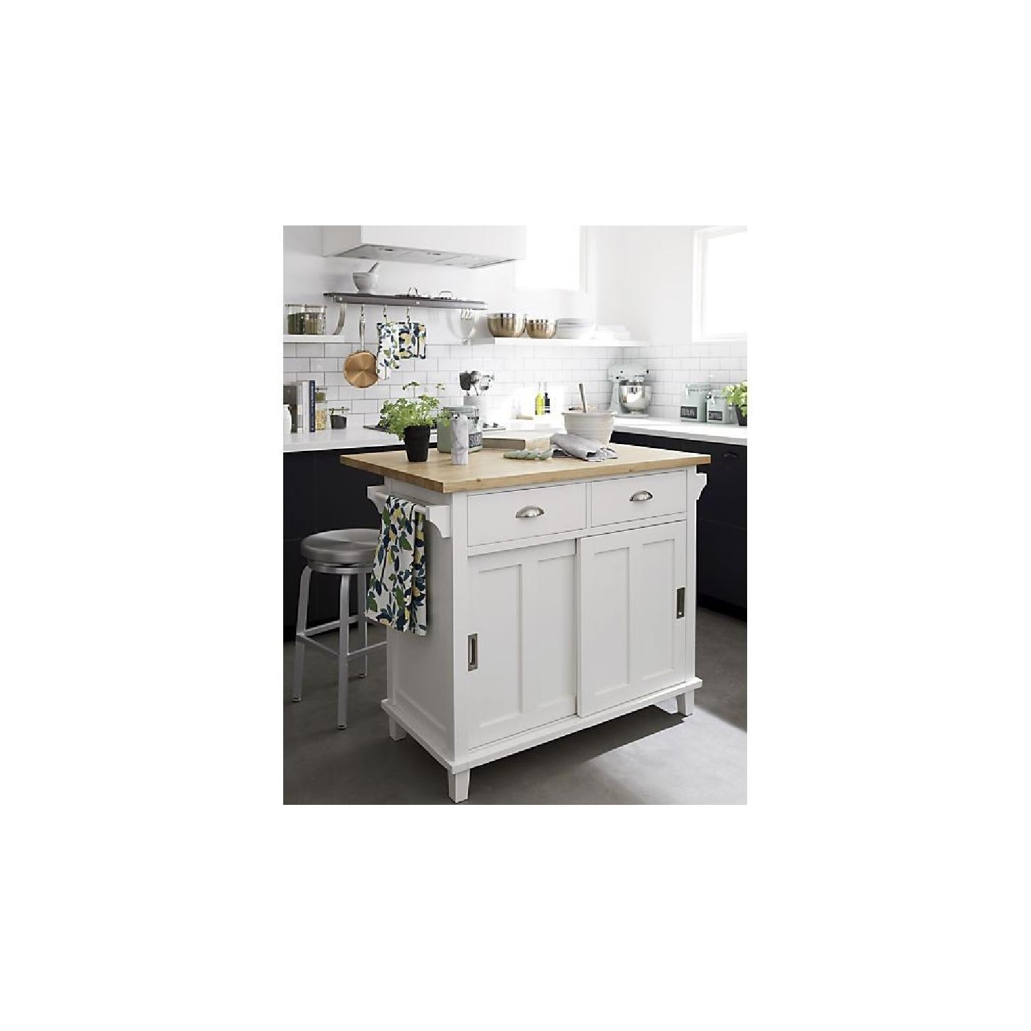 Crate & Barrel Belmont White Kitchen Island w/ Storage - image-2