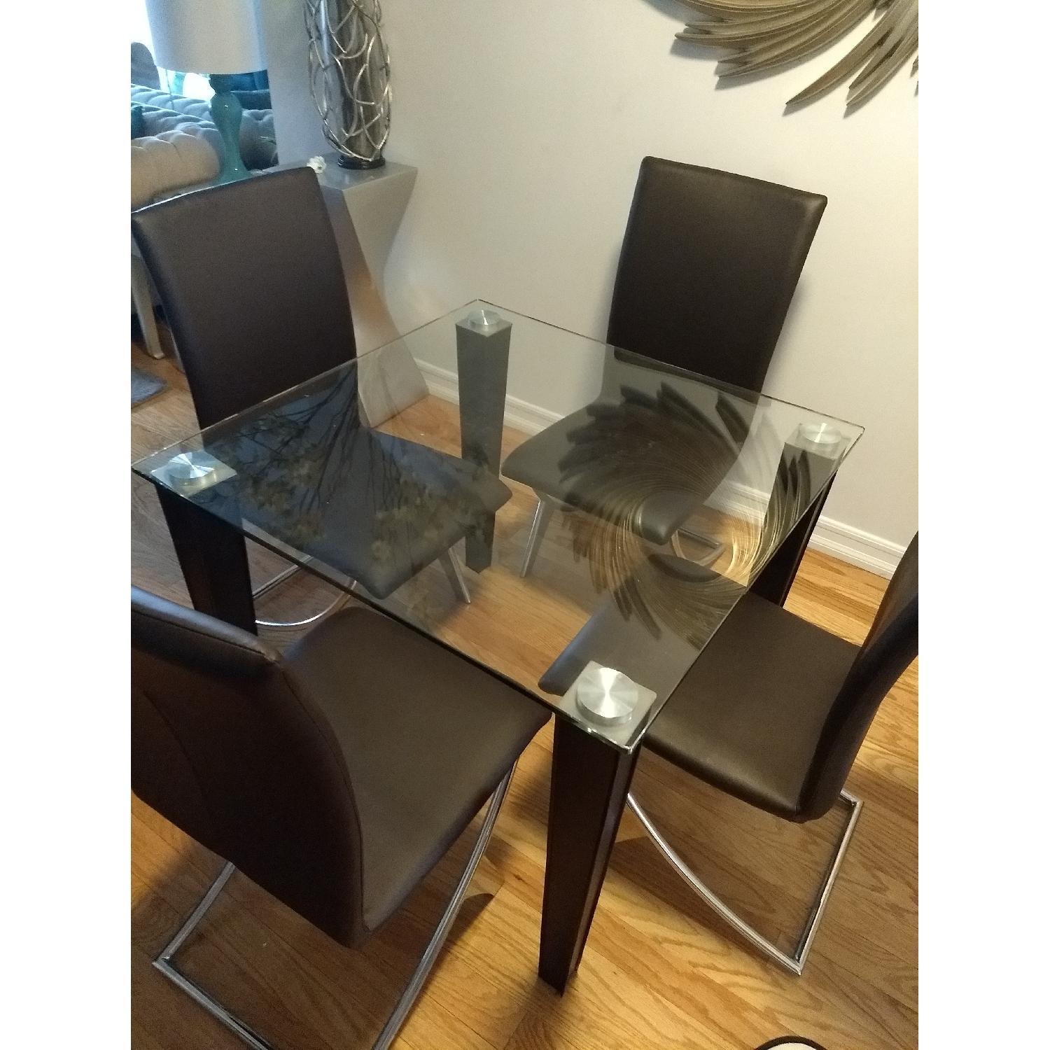 Wade Logan Square Glass Dining Table w/ 4 Chairs - image-2