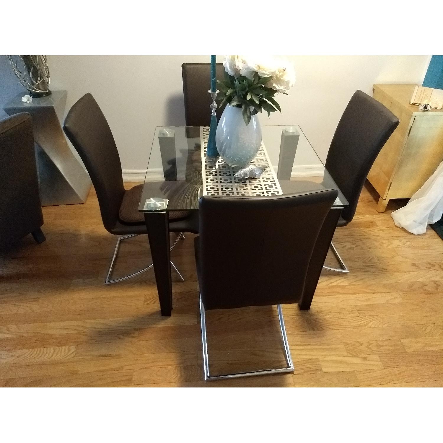 Wade Logan Square Glass Dining Table w/ 4 Chairs - image-5