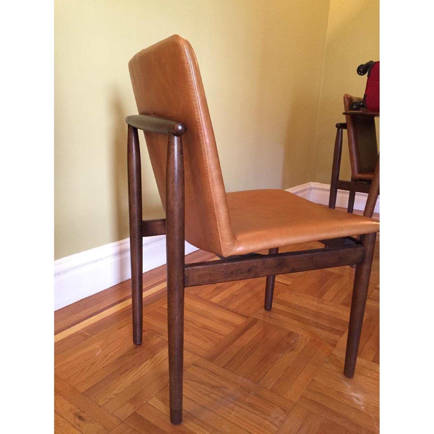 West Elm Mid-Century Style Dining Table w/ 4 Leather Chairs - image-2