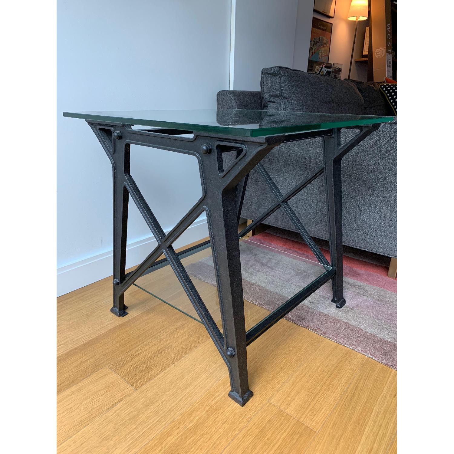Pottery Barn Iron & Glass Side Table - image-1