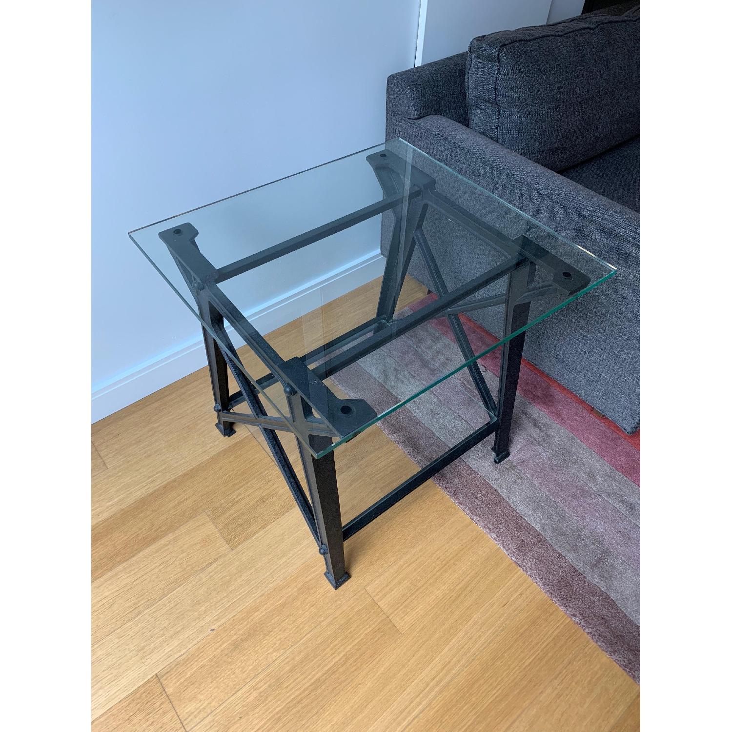 Pottery Barn Iron & Glass Side Table - image-2
