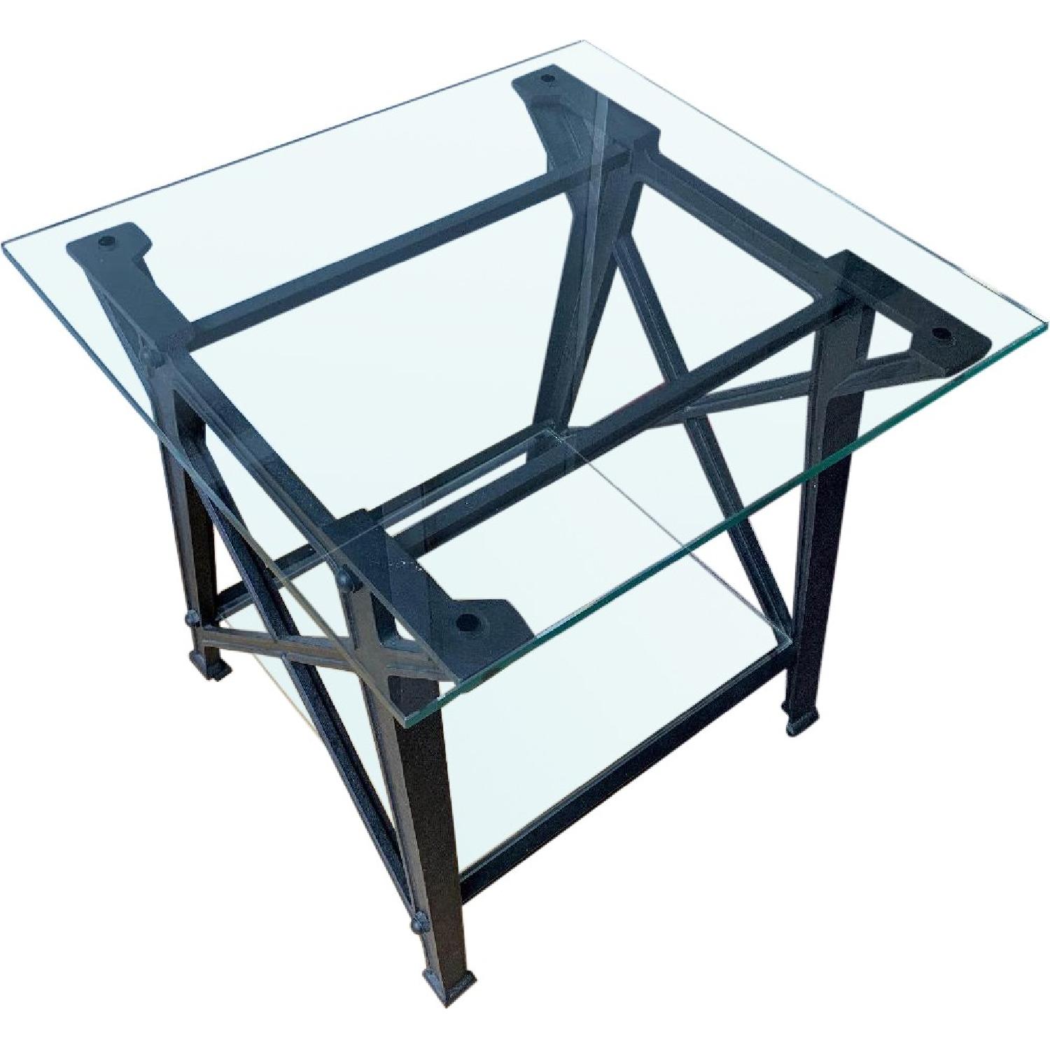 Pottery Barn Iron & Glass Side Table - image-0