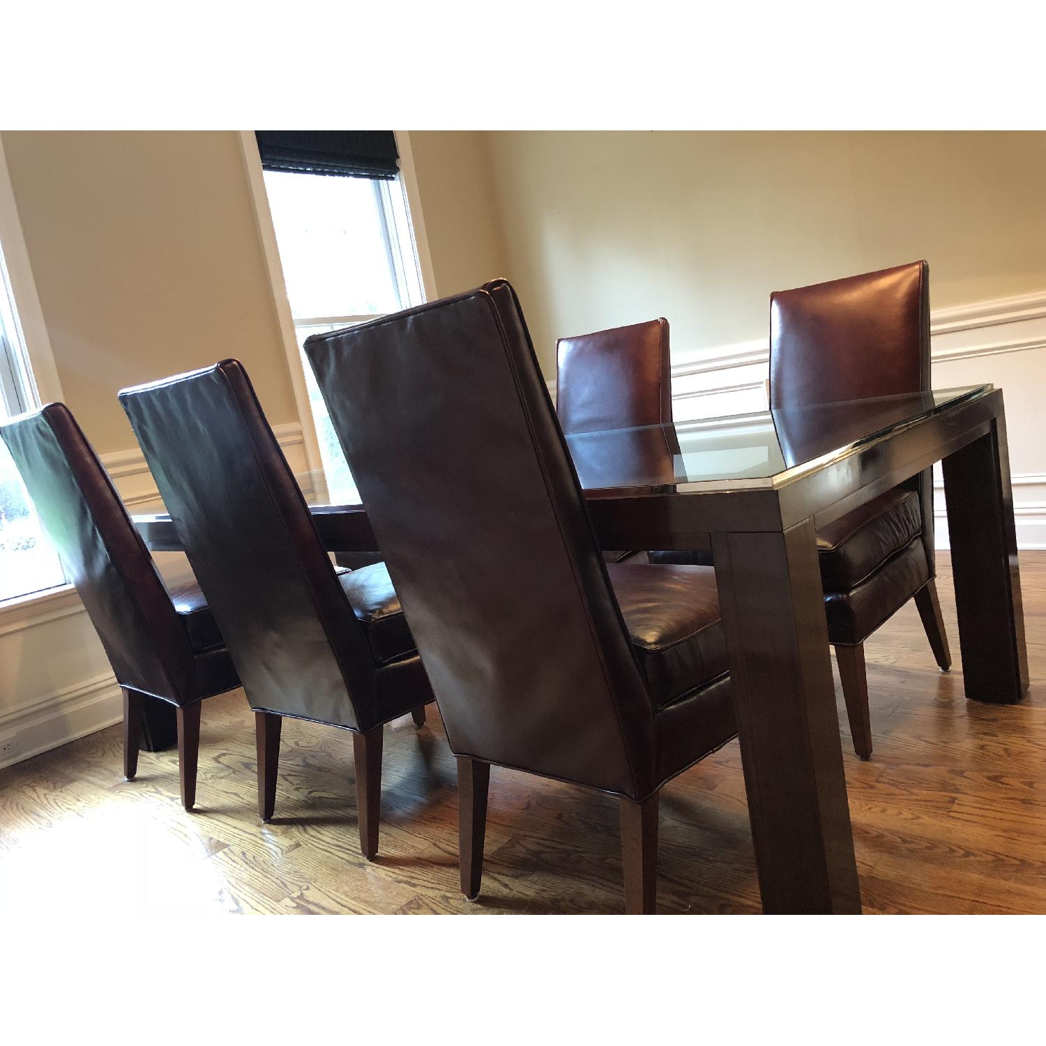 Ralph Lauren Dining Table w/ 6 Leather Chairs AptDeco