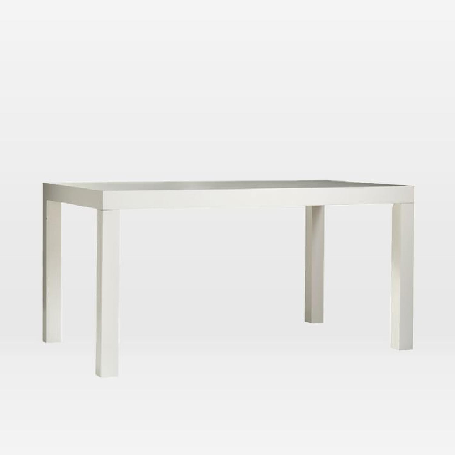 West Elm Parsons White Lacquer Dining Table - image-1